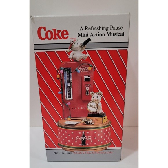 Enesco 1995 Coca Cola Coke Refreshing Pause Christmas Mini Action Musical Figuri - Picture 2 of 12